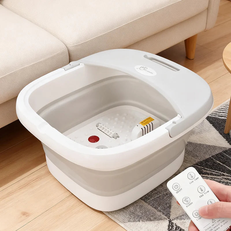 Folding Foot Bath Massager with Heat Vibration 4 Rollers Temperature Control Wireless Remote Foot Spa for Pain Relief Home Use Main image