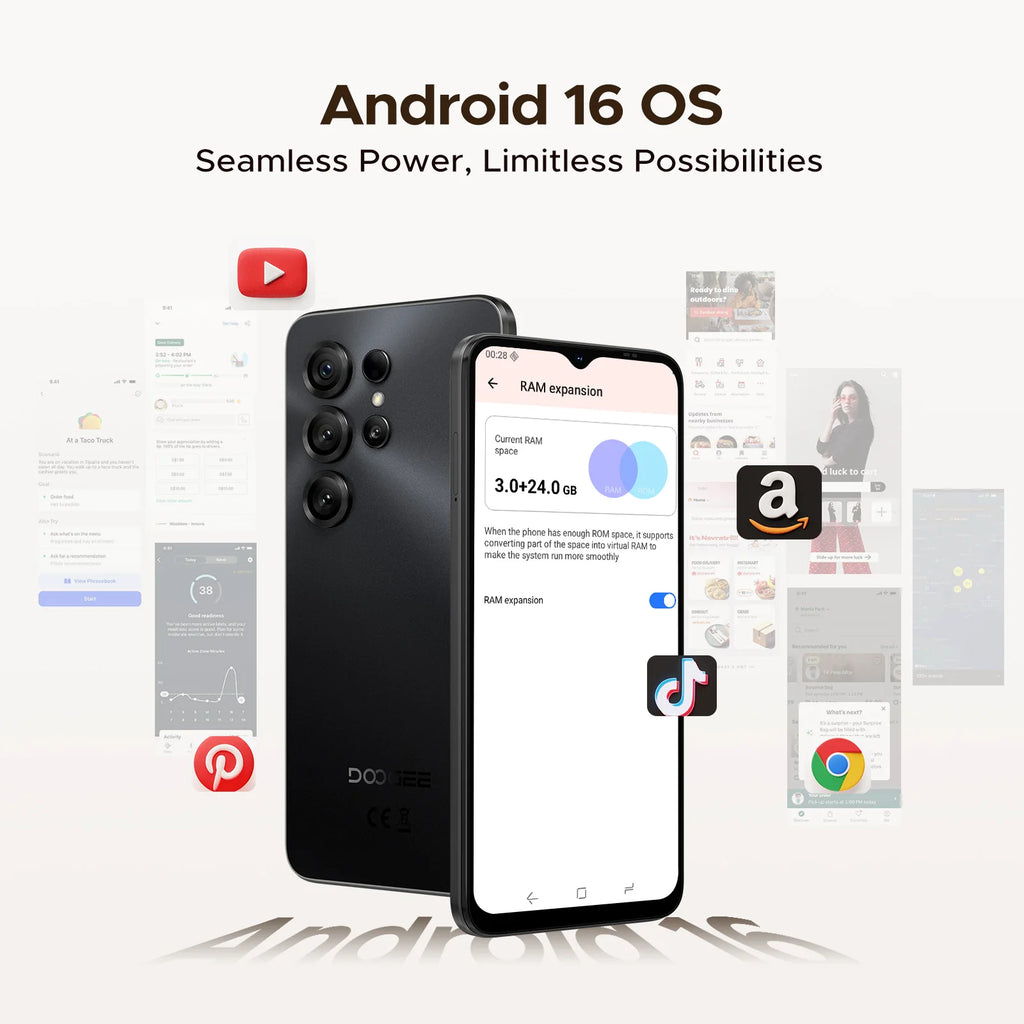 Global Version DOOGEE Note56 X Android Smartphone 16 "battery 6150 mAh 24 Go RAM (3 + 21) 64 Go ROM Phone mobile