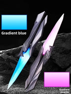 Tactical Shooter Foldable Butterfly Blade - 3D Engraved Collectible Toy Portable Melee Gear for Cosplay/Gaming Accessory Gifts