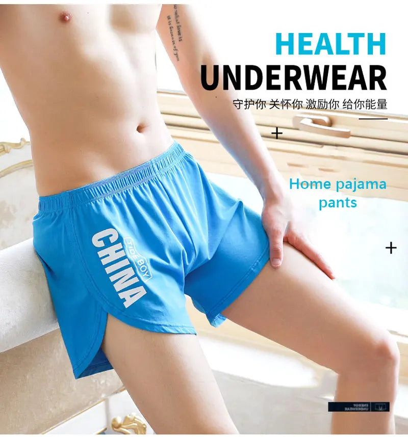 Fashion Loose Men's Underwear 100%Cotton Soft Mid Waist Arrow Pants Breathable Underpants Boys Large Size Boxer Shorts Sleepwear