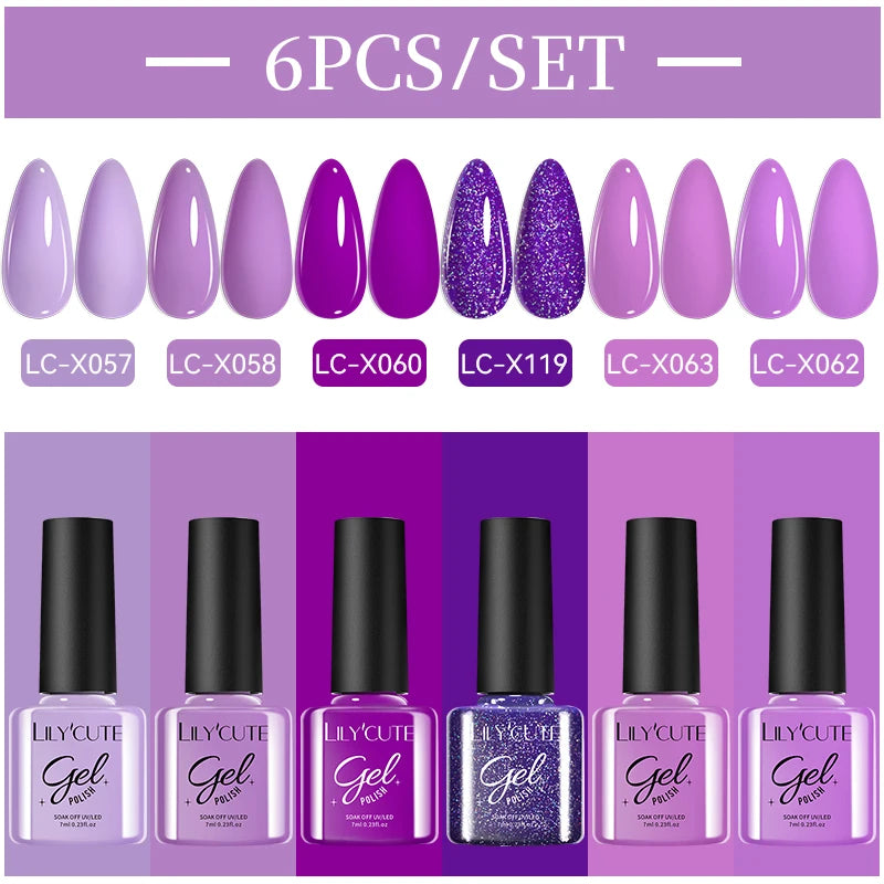 LILYCUTE Nail Gel Polish Set Pink Green Spring DIY Nail Art Design Long Lasting Soak Off UV Gel Manicure Painting Gel Vernis Kit