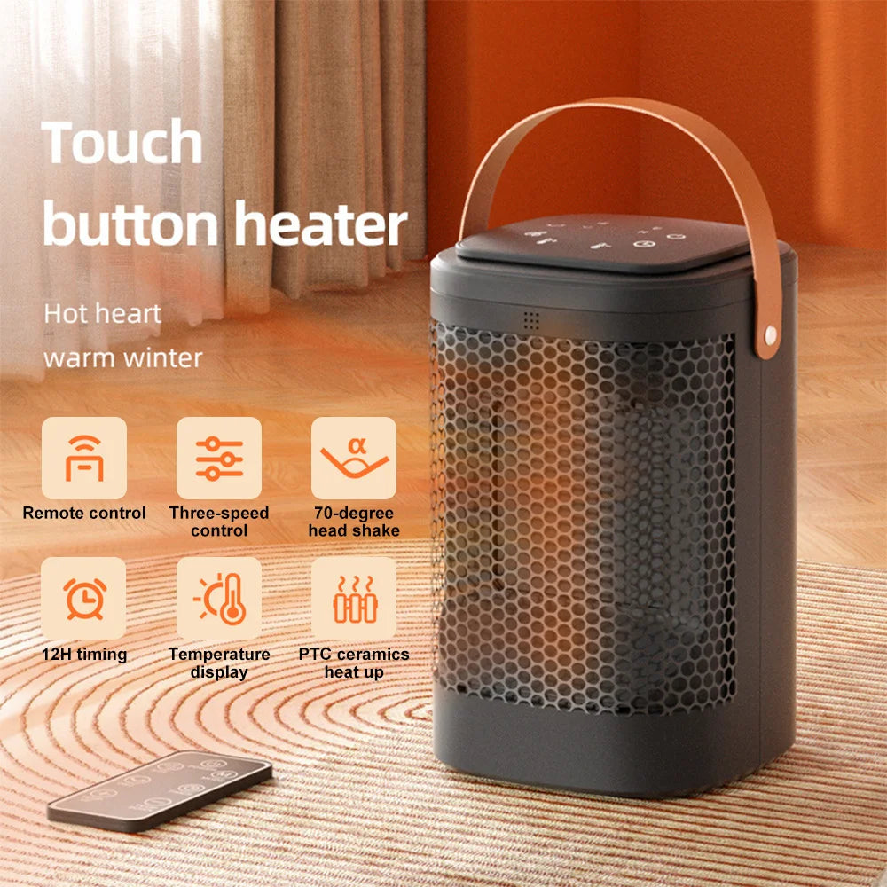 Smart Remote Portable PTC Ceramic Electric Heater Fast Heating Low Noise Touchscreen Hot and Cold Fan For Home Bedroom Office