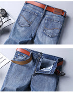Wthinlee Business Men Jeans Casual Straight Stretch Fashion Classic Blue Black Work Denim Trousers Spring Summer Brand Clothing