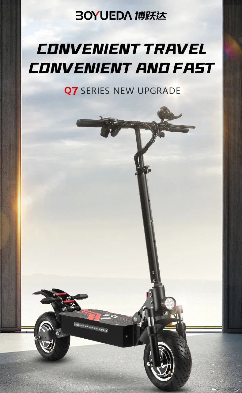 BOYUEDA Q7PRO Electric Scooter 3200W Dual Motor 52V19AH Foldable 10 Inch Tire 70KM/H Max Speed 70KM Mileage with Seat