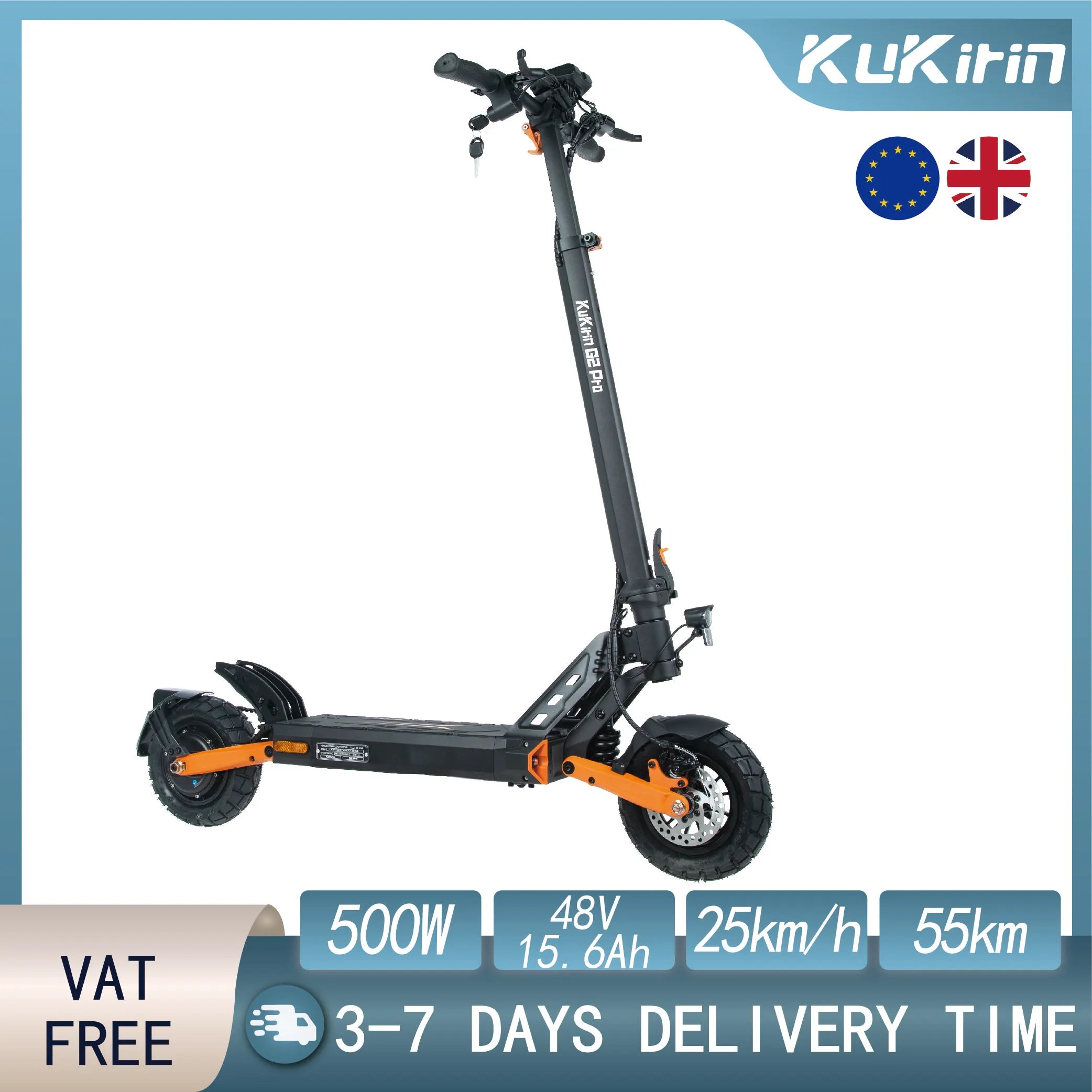 EU Stock KuKirin G2 Pro (VMP) Electric Scooter48V 15.6Ah Battery 500W Motor 25km/h Max Speed 55km Range Original Kickscooter Main image