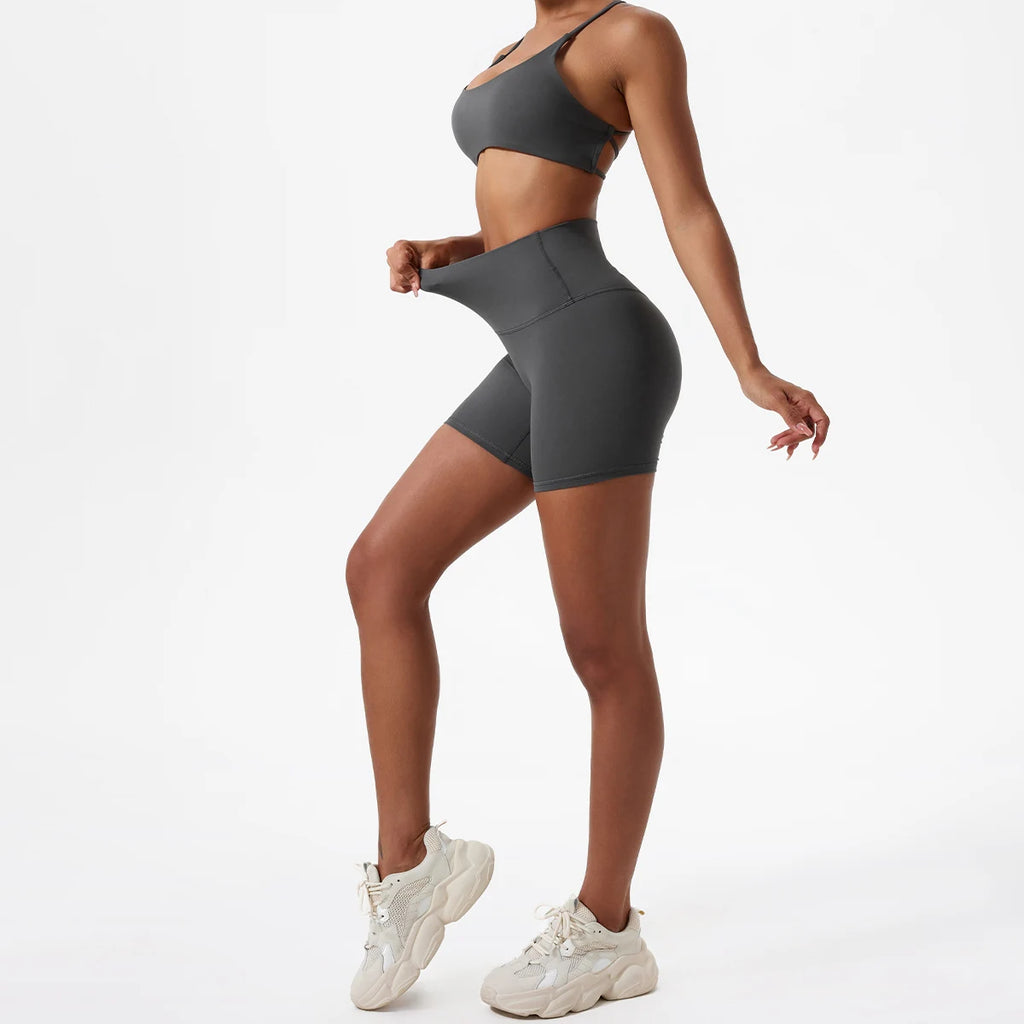 Hearuisavy Summer Soft Yoga Shorts Buttock Lift Gym Leggings Women High Waist Sports Shorts Women Running Workout Shorts Female