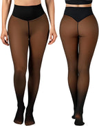 One Seam Fleece Lined Tights Shaping Thermal Leggings Compression Band Translucent Pantyhose Sheer Fleece Leggings Plus Size