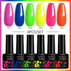 LILYCUTE 6PCS Gel Nail Polish Set Summer Neon Nail Gel Kits For DIY Nail Vernis Semi Permanent UV Lamp Gellak Nail Varnish Set