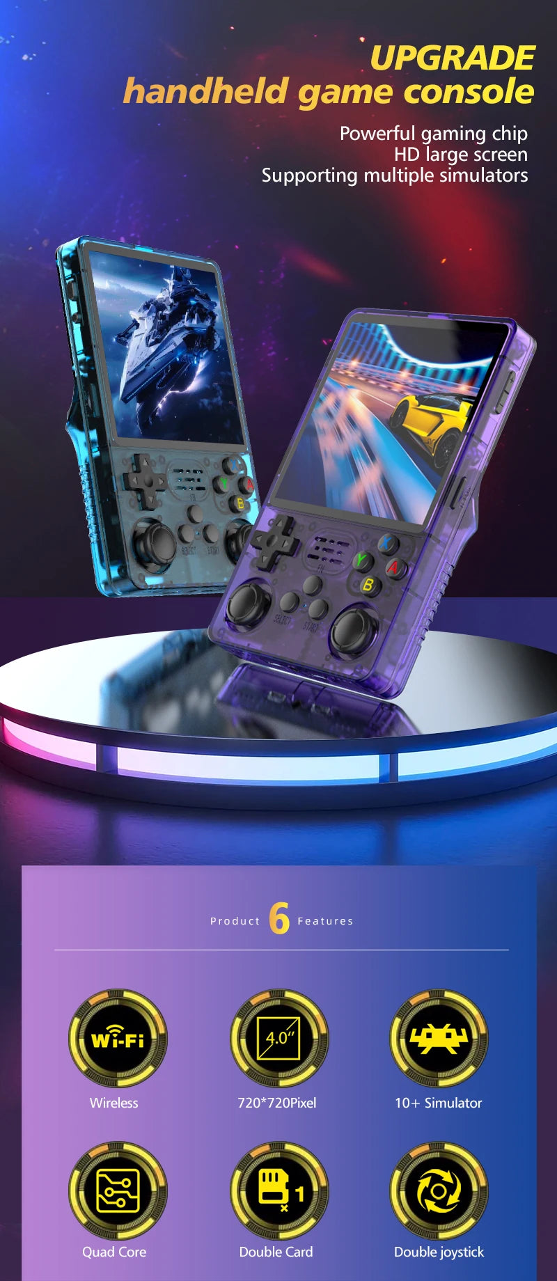 Portable Game Console R36S Plus, 64-Bit Linux System, 4.0 Inch IPS Screen, Handheld Pocket Video Game Player with RK3326 Chip