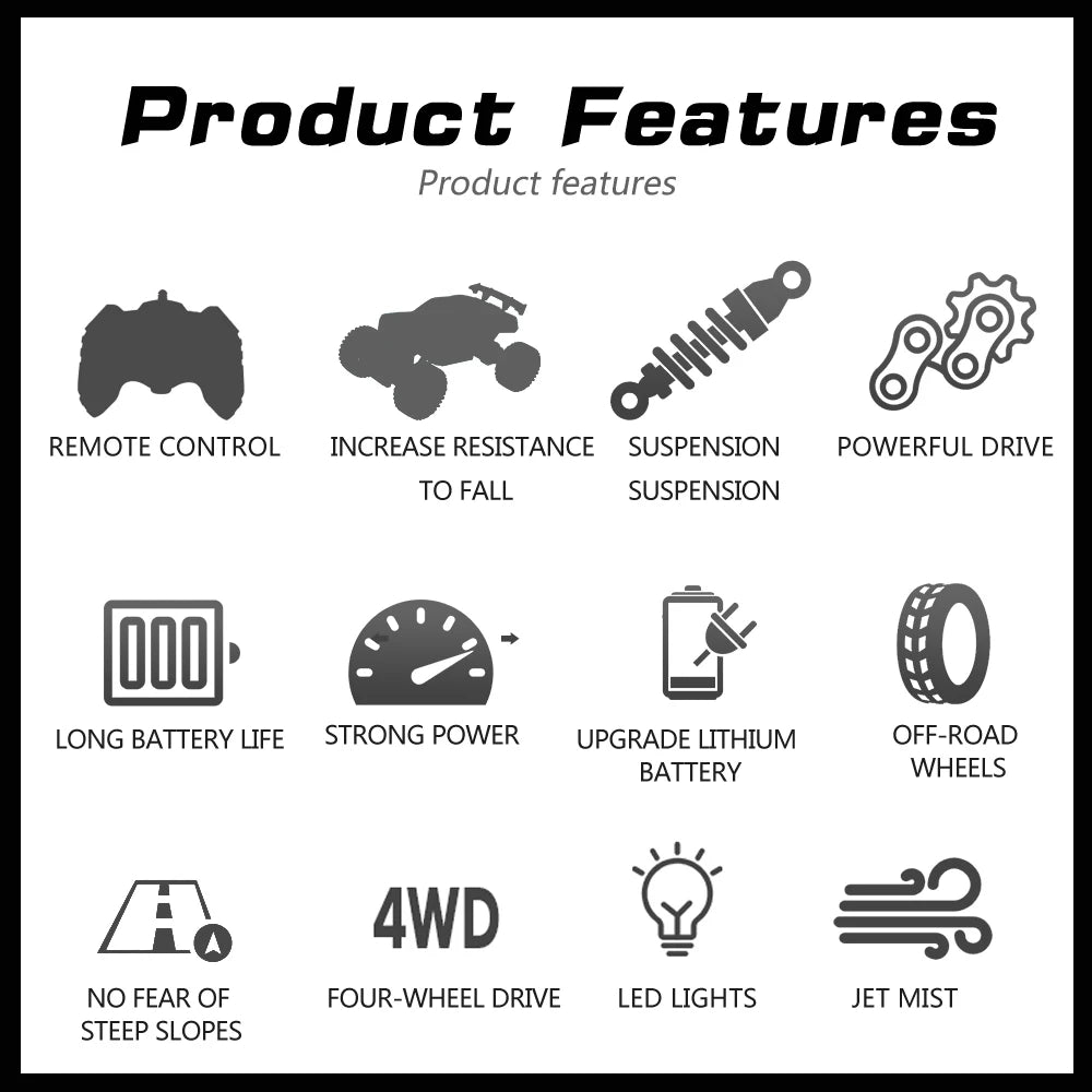 4WD RC Drift Car With Music Led Lights 2.4G Gesture Radio Remote Control Spray Stunt Car 360° Rotating Climbing Car Toys Gift