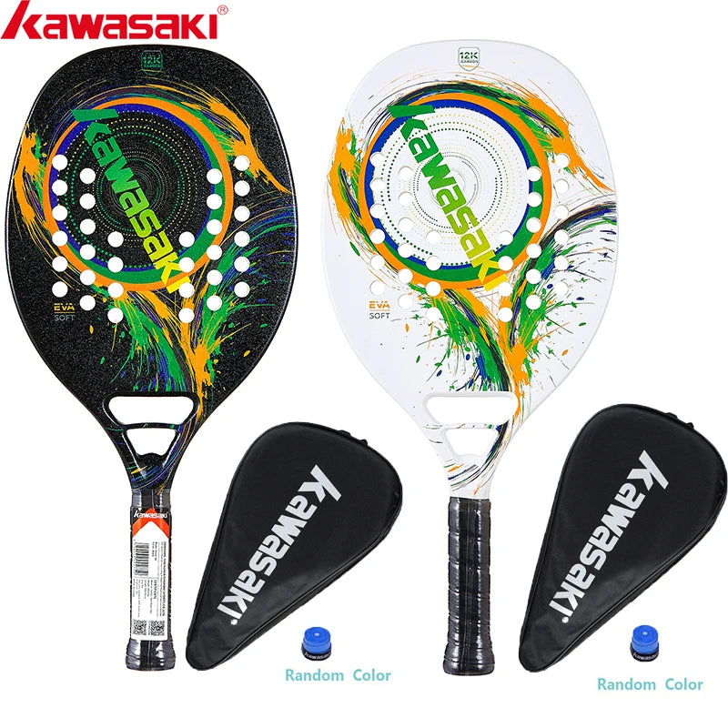 Kawasaki Beach Tennis Racket Carbon Fiber Soft Face Tennis  Paddle  Racquet with Protective Bag Cover
