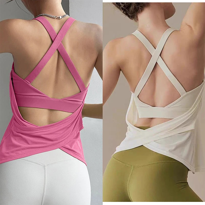 Two-piece Yoga Suit with Chest Pad with Fake Vest Sexy Running Training Beautiful Back Bra Pilates Fitness Sports Sleeveless Top Main image