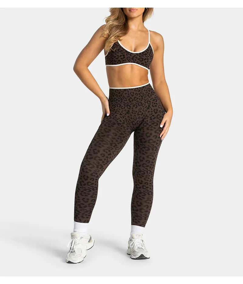 High Waist Leopard Print Yoga Pants, Butt Lifting Tummy Control Leggings 