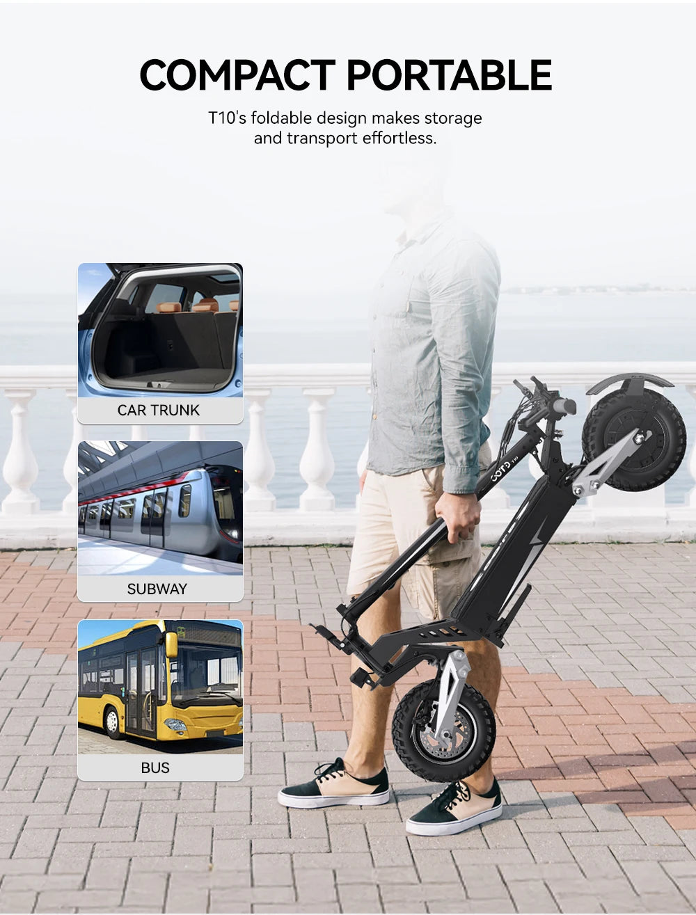 T10 Portable E-Scooter 900W Peak Power 48V 13.5/18 Ah Battery Electric Scooter for Adults 11inch Off-road Tire Scooters Electric