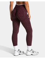 Teveo Tight-fitting Leopard-print Seamless Yoga Pants with Nude-skin High Elasticity Suitable for Fitness Running Pants