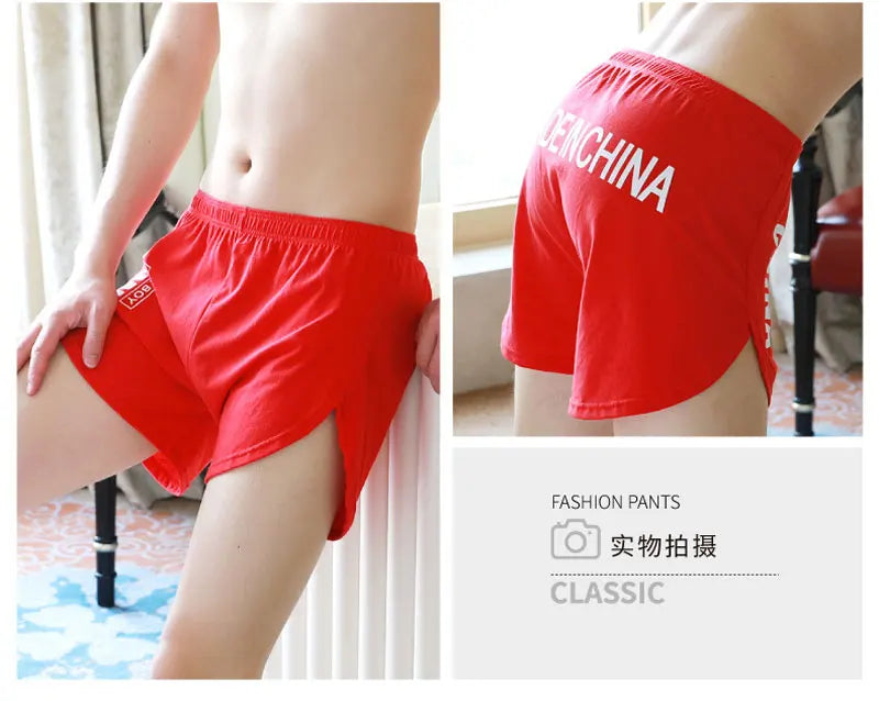 Fashion Loose Men's Underwear 100%Cotton Soft Mid Waist Arrow Pants Breathable Underpants Boys Large Size Boxer Shorts Sleepwear