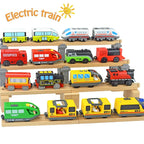 Wooden Locomotive Magnetic Electric Car Train Toys Fit Biro Wooden Diecast Slot Train Track Railway Educational Toys For Kids