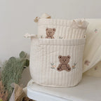 Cute Bear Embroidery INS Baby Bag Diaper Bag Caddy Nappy Cart Mummy Maternity Bag for Newborn - Storage Organizer for Toys And D