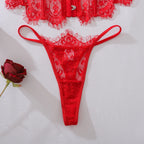 Ellolace Palace Women's Lingerie Sets Willowy Corset Thong 2PC Set Sexy Hot Strapless Lace Fancy Deep V-neck Women Underwear