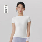 Spring and Summer Yoga Wear Short-sleeved Nude Tight-fitting Fitness Wear for Women Outdoor Running Training Sports T-shirt