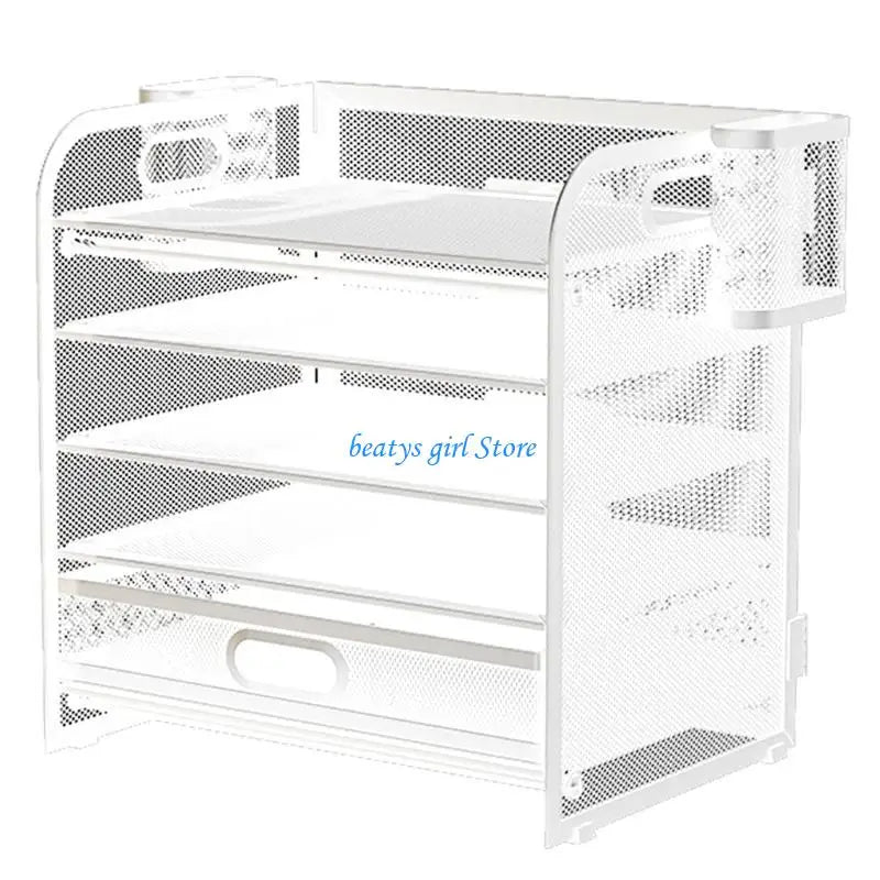 C7AB Multifunction File Letter Tray Organizers with Sliding Drawer and 2 Pen Holder, Space Saving Office Desk Organizers