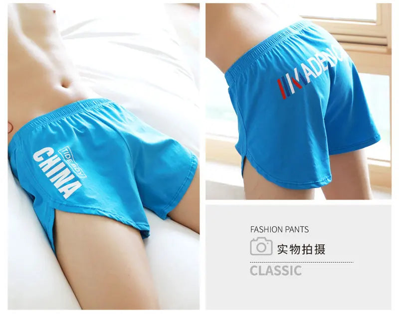 Fashion Loose Men's Underwear 100%Cotton Soft Mid Waist Arrow Pants Breathable Underpants Boys Large Size Boxer Shorts Sleepwear