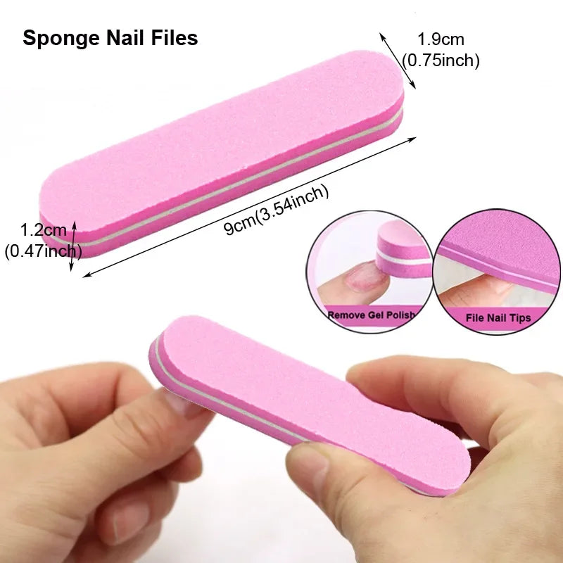 8pcs Nail Files Set 100\180 Nail Sanding Buffer Professional Manicure Files Makeup Pedicure Brushes Tool Extension Kits