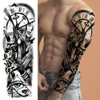 Compass Robot Arm Temporary Tattoos Sleeve For Men Women Realistic Fake Skull Angel Full Arm Tatoos Maori Totem Tattoo Sticker