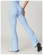 Crossover Flare Yoga Leggings for Women High Waist V Cross Bell Bottoms Tummy Control Yoga Pants Wide leg Fitness Leggings