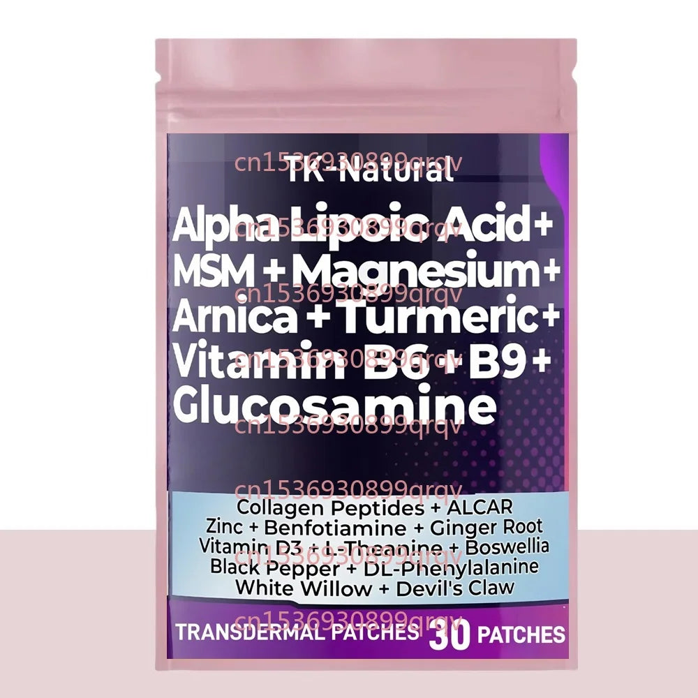 30 Patches Nerve Health Support Transdermal Patches with Folic Acid, Pea, Glucosamine, MSM, Vitamin B Complex, Alpha Lipoic Acid Main image
