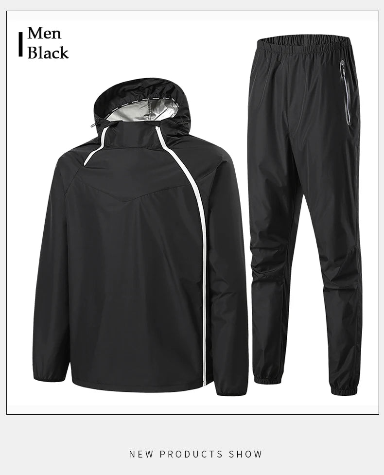 Men Double Zipper Sport Fitness Running Set Women Double Zipper Running Fitness Weight Loss Sweating Sweating Easy Lose Fat Set
