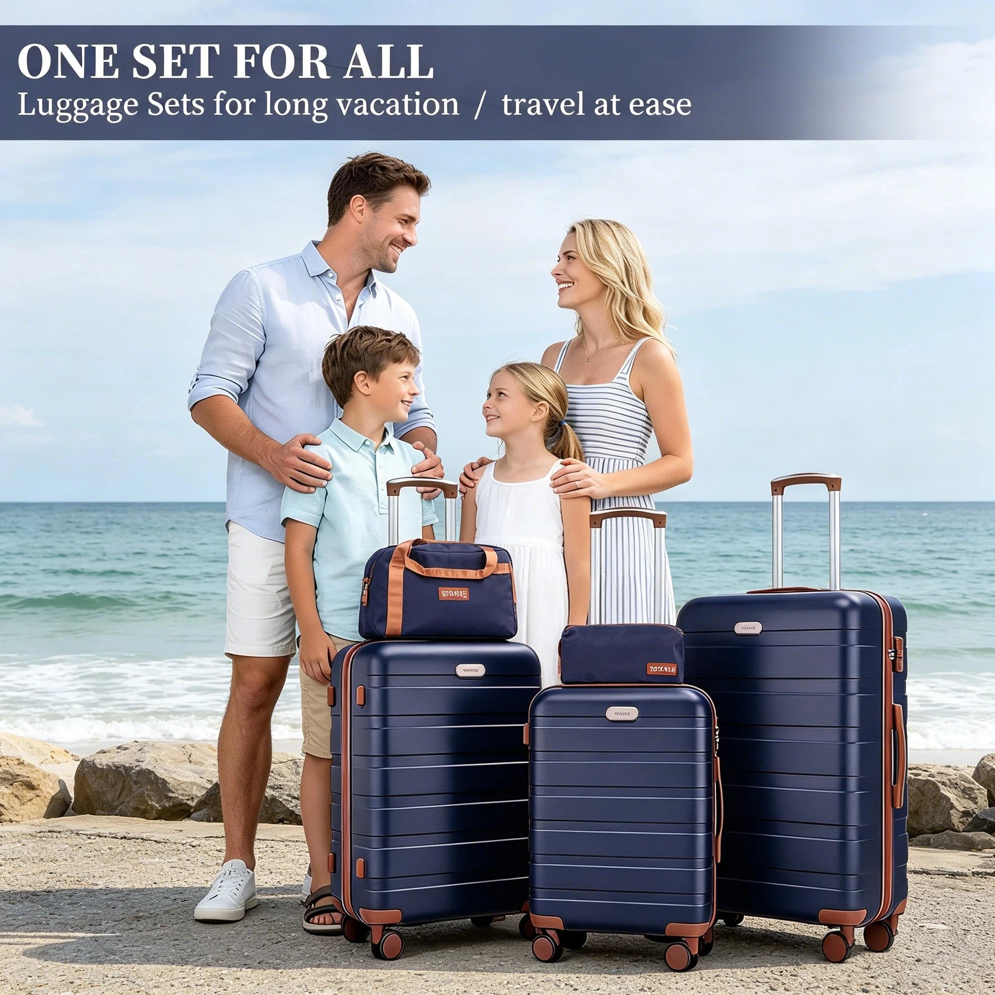 Premium 5-piece Hard Shell Luggage Combo, Multi-size 20/24/28 Inch Travel Trolley Suitcase, Smooth 360° Rolling Wheels with TSA Safety Lock, Complete Travel Set with Handbag & Makeup Bag Secondary image