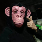 Deluxe Chimp Mask With Hair Novelty Latex Full Head Masks For Halloween Fancy Dress Party Cosplay Monkey Animal Mask