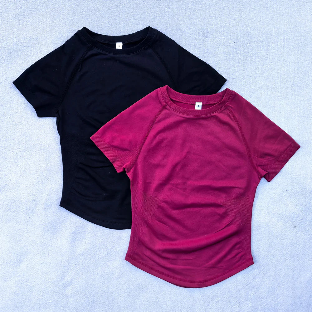 Seamless Yoga Top for Women Short Sleeve Gym Crop Top Light Weight Yoga Shirts Fitness Gym Shirts Stretchy Sports Shirts Secondary image