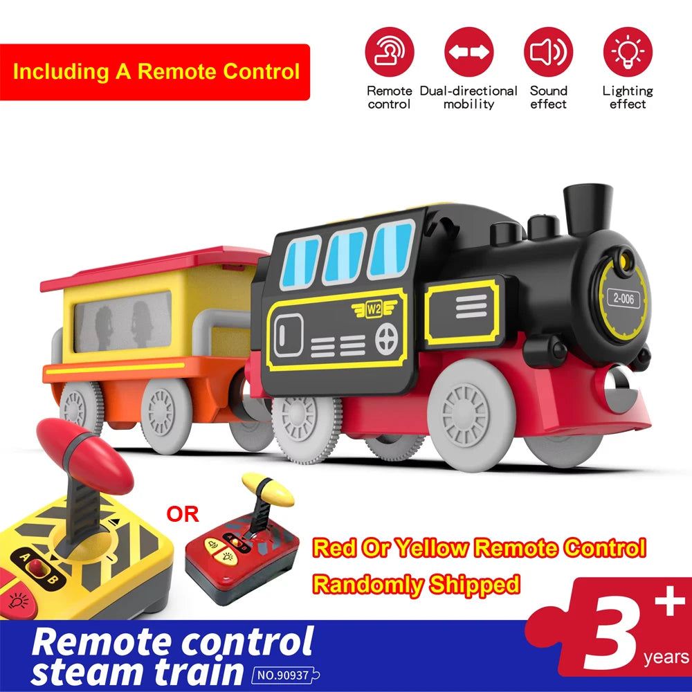 Kids RC Electric Train Set Locomotive Magnetic Train Diecast Slot Toy Fit for Wooden Train Railway Track Toys for Children Gifts