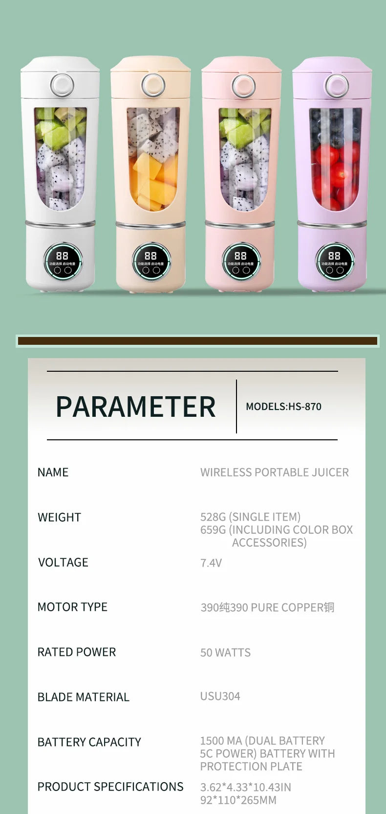 New Portable Juice Maker Blender for Shakes Smoothie 700ML Durable Juicer Steel Blades 2 In 1 Blender Bottle Smoothie Portable