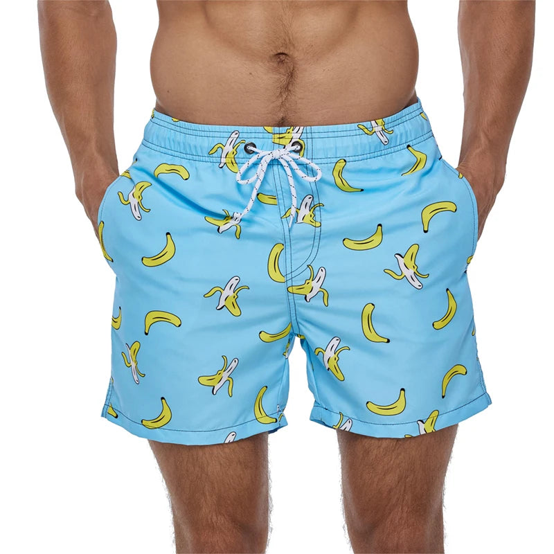 DATIFER Men's Sports Short Beachwear New Style Polyester Printing Fitness Beach Pants Surfing Swimming Trunks Bathing Swimwear