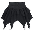 Summer Fashion Short Skirts New Sexy Women Gothic Punk Irregular Skirts Solid Color Drawstring Tie-Up Ruched Ruffles Mini Skirt