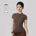 Spring and Summer Yoga Wear Short-sleeved Nude Tight-fitting Fitness Wear for Women Outdoor Running Training Sports T-shirt