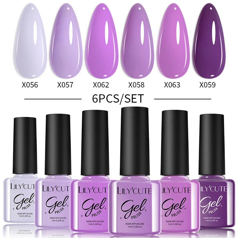 LILYCUTE Nail Gel Polish Set Pink Green Spring DIY Nail Art Design Long Lasting Soak Off UV Gel Manicure Painting Gel Vernis Kit