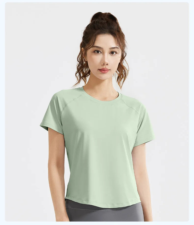 STOUREG Women's Loose Mesh Sports T Shirt Quick Dry Short Sleeve Yoga T Shirt Pilates Running Sports Fitness Short Sleeve