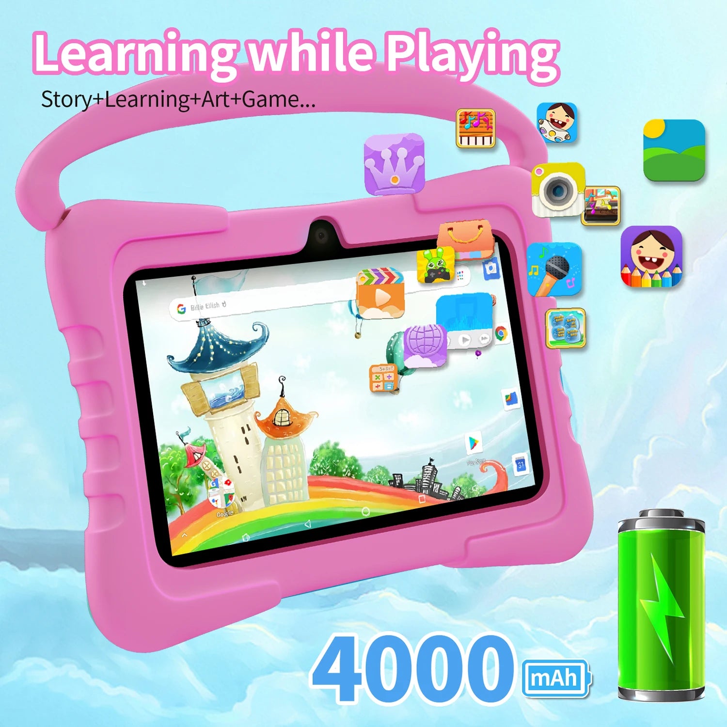 New 5G WiFi 7 Inch Kids Tablets Android 13 Quad Core 4GB RAM 64GB ROM 4000mAh Bluetooth Children's Gift Kids Software Tablet Pc