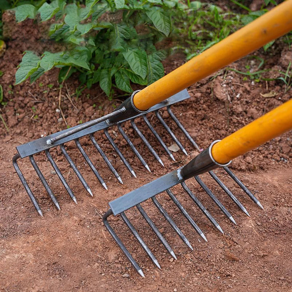 Weeding Hoe Rake 4/7/9/12 Teeth Farm Tool Weeding Scarifier Artifact Agricultural Nail Harrow Carbon Steel Garden Weeding Tools