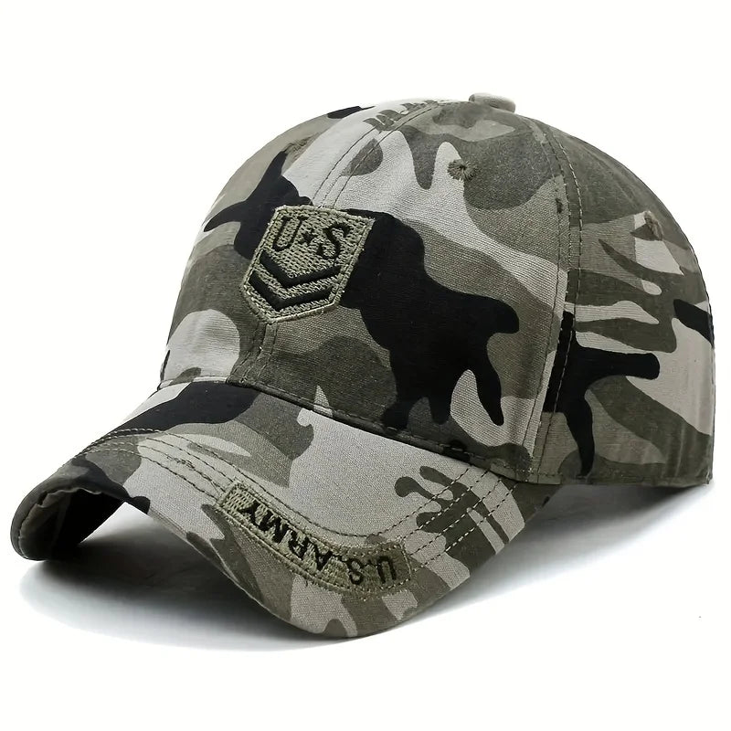 Outdoor Men's Camouflage Hat Trendy Embroidered Baseball Cap UV Protection Sun Hat Peaked Cap Military Cap For Fishing Hiking