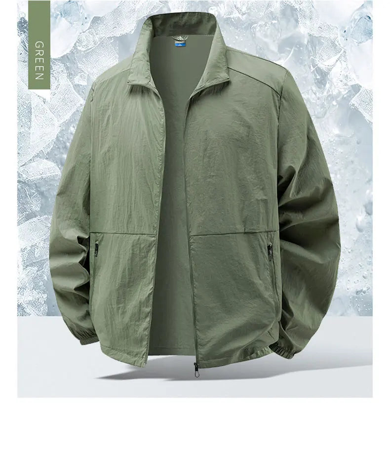 Men's Sun Protection Jacket Ultrathin Windbreaker Summer Outdoor UV Jacket Loose Stand Collar Oversized Sunscreen Coat Fishing