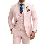 Mens 3 Piece Slim Fit For Men Double Breasted Suit Wedding Prom Suits Formal Business Dinner Tuxedo