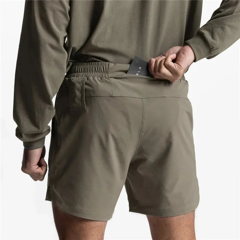 New Men's Running Quick Dry Fitness Gyms Shorts Mens Summer Short Pants Male Jogger Workout Beach Solid Color sports shorts men Main image