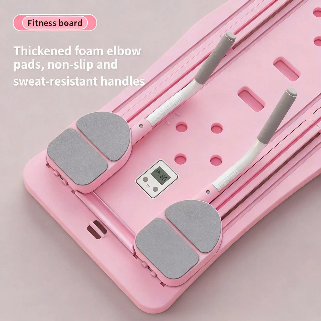 Multi-Functional Foldable Pilates Reformer Board with Counter, Full Body Abdominal Workout Sliding Trainer, Home Core Strength Exercise Equipment with Resistance Bands & Handles