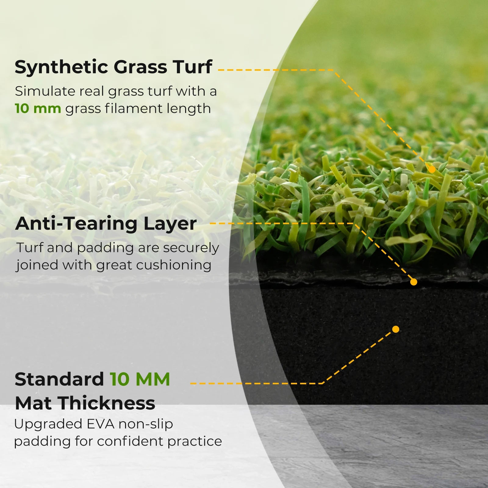 Golf Hitting Mat, 5 ft x 3 ft Artificial Turf Golf Practice Mat w/ 2 Golf Rubber Tees & 2 Alignment Sticks, Portable Golf