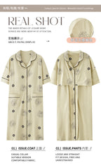 SUKAE Midi Nightdress M-5XL V-neck Bra Padded Botton Sleepshirt Plus Size Cotton Nightgowns Summer Women Short Sleeves Nightgown